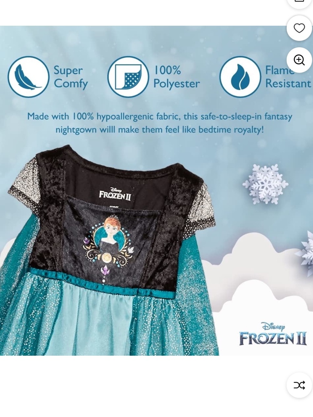 Disney Anna Teal and Black Sparkle Gown - Picture 2 of 7